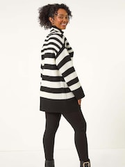 Roman Black Petite Stripe High Neck Jumper - Image 4 of 6