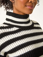 Roman Black Petite Stripe High Neck Jumper - Image 6 of 6