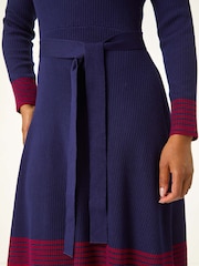 Roman Blue Petite Stripe Detail Knit Dress - Image 5 of 5