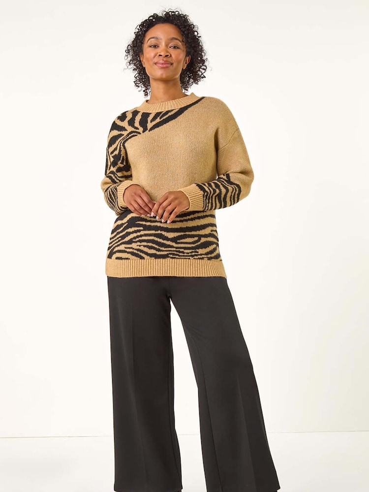 Roman Natural Petite Abstract Animal Print Jumper - Image 1 of 5