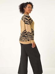 Roman Natural Petite Abstract Animal Print Jumper - Image 3 of 5