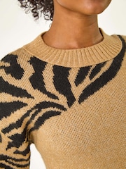 Roman Natural Petite Abstract Animal Print Jumper - Image 5 of 5