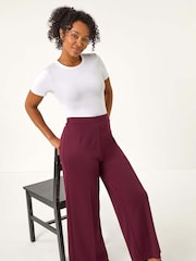 Roman Red Petite Wide Leg Ponte Stretch Trousers - Image 1 of 5
