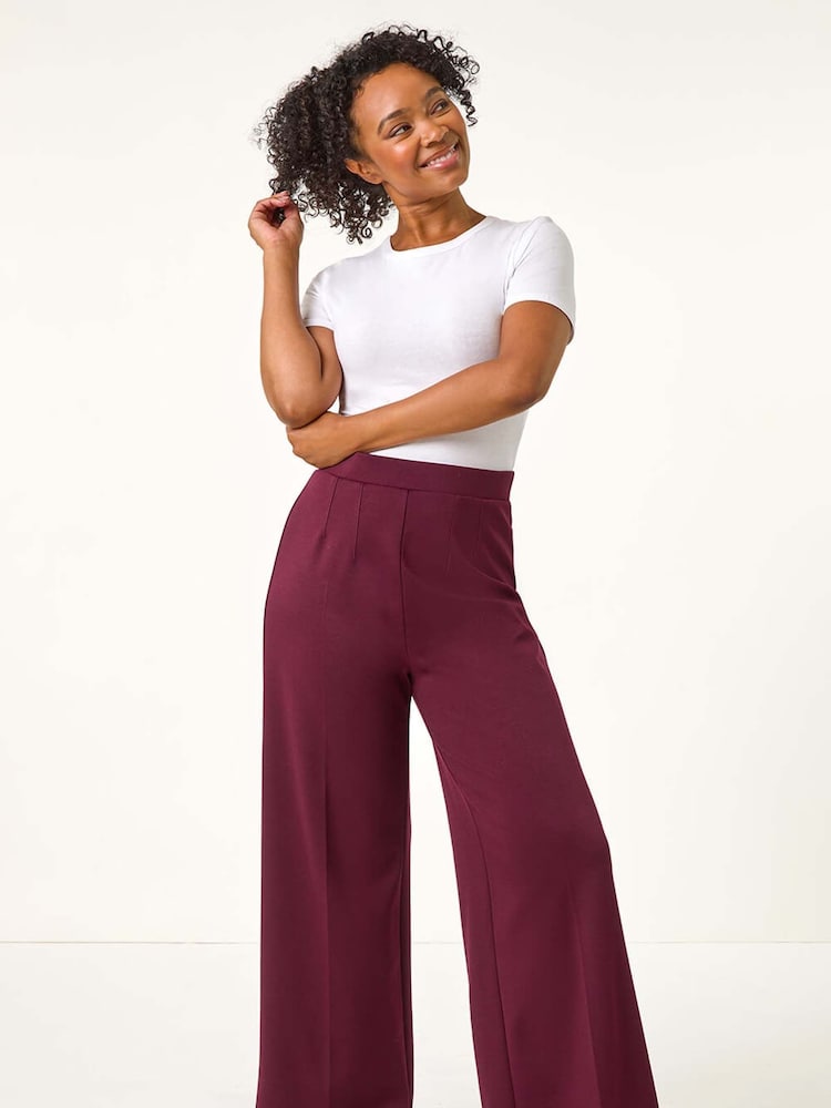 Roman Red Petite Wide Leg Ponte Stretch Trousers - Image 2 of 5