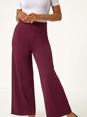Roman Red Petite Wide Leg Ponte Stretch Trousers - Image 4 of 5