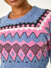 Roman Blue Petite Nordic Pattern Jumper Dress - Image 5 of 5