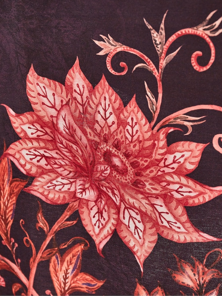 Joe Browns Purple Hand-Painted Floral Cotton Tablecloth - Image 3 of 3