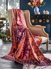 Joe Browns Orange Reversible Boho Floral Velvet Throw - Image 1 of 4