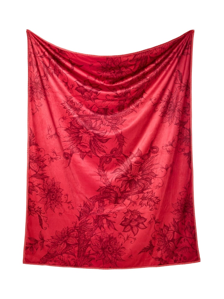 Joe Browns Orange Reversible Boho Floral Velvet Throw - Image 4 of 4