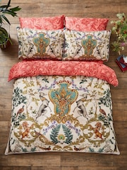 Joe Browns Cream Crest and Floral Print Reversible 200TC Cotton Sateen Duvet Cover and Pillowcase Set - Image 1 of 5