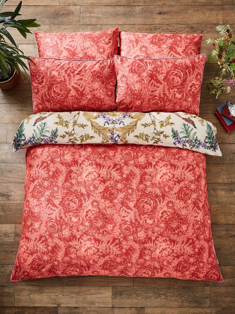 Joe Browns Cream Crest and Floral Print Reversible 200TC Cotton Sateen Duvet Cover and Pillowcase Set - Image 2 of 5