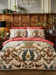 Joe Browns Cream Crest and Floral Print Reversible 200TC Cotton Sateen Duvet Cover and Pillowcase Set - Image 3 of 5