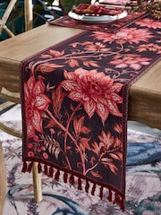 Joe Browns Purple Tasselled Hand-Painted Floral Cotton Table Runner - Image 1 of 3