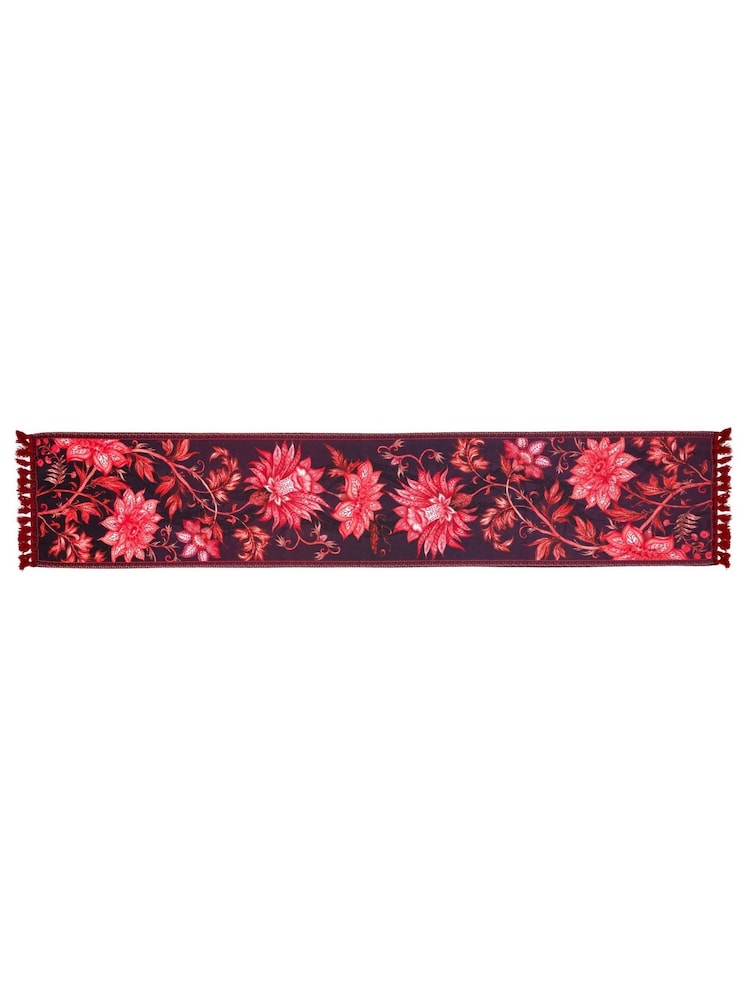 Joe Browns Purple Tasselled Hand-Painted Floral Cotton Table Runner - Image 2 of 3