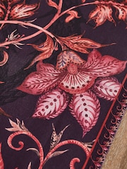 Joe Browns Purple Tasselled Hand-Painted Floral Cotton Table Runner - Image 3 of 3
