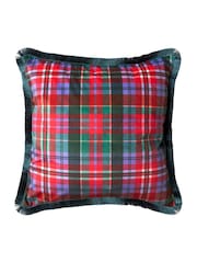 Joe Browns Green Reversible Floral Velvet Fringed Cushion - Image 6 of 6