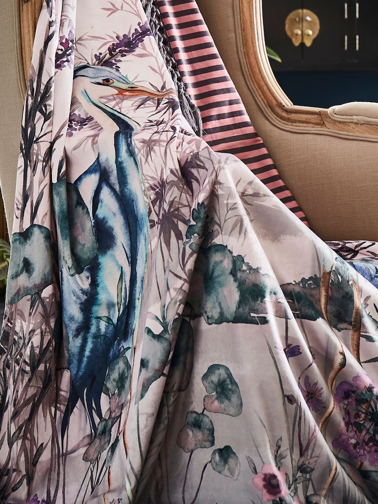 Joe Browns Grey Reversible Heron Striped Velvet Throw - Image 2 of 4