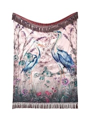 Joe Browns Grey Reversible Heron Striped Velvet Throw - Image 3 of 4