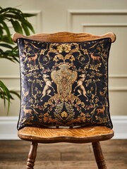 Joe Browns Black Reversible Autumn Forest Velvet Cushion - Image 2 of 5