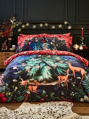 Joe Browns Blue Reversible Christmas Mistletoe 200TC Cotton Sateen Duvet Cover and Pillowcase Set - Image 3 of 7