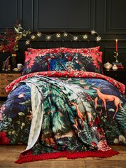 Joe Browns Blue Reversible Christmas Mistletoe 200TC Cotton Sateen Duvet Cover and Pillowcase Set - Image 6 of 7