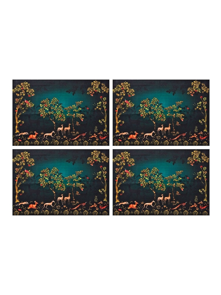 Joe Browns Green Set of 4 Forest Print Cotton Placemats - Image 4 of 4 Joe Browns Green Set of 4 Forest Print Cotton Placemats - Image 4 of 4