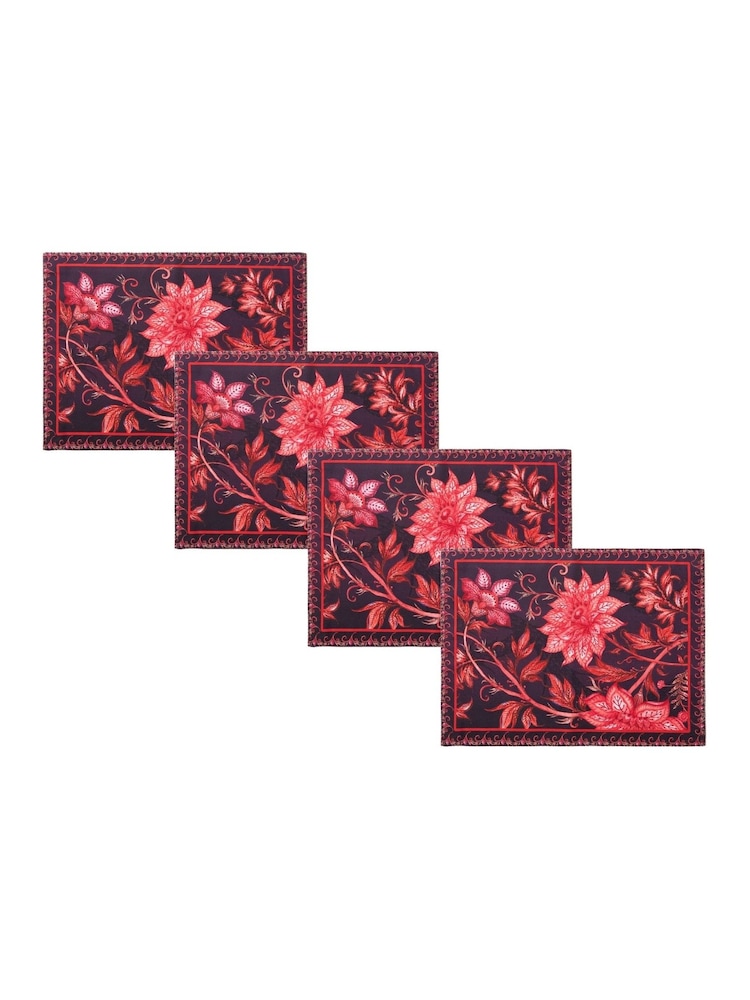 Joe Browns Purple Set of 4 Hand-Painted Floral Cotton Placemats - Image 3 of 3