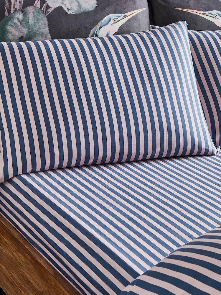 Joe Browns Grey Striped 200TC Cotton Sateen Fitted Sheet - Image 2 of 2