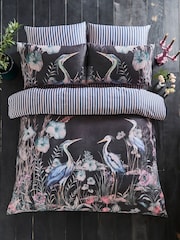 Joe Browns Grey Reversible Hand-Painted Heron 200TC Cotton Sateen Duvet Cover and Pillowcase Set - Image 1 of 4