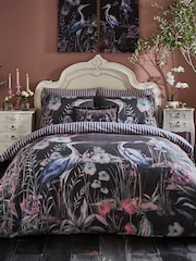 Joe Browns Grey Reversible Hand-Painted Heron 200TC Cotton Sateen Duvet Cover and Pillowcase Set - Image 3 of 4
