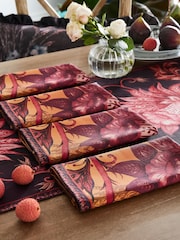 Joe Browns Orange Set of 4 Hand-Painted Floral Cotton Napkins - Image 1 of 3