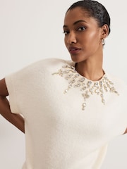 Phase Eight White Allie Jewelled Knit Jumper - Image 4 of 7