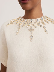 Phase Eight White Allie Jewelled Knit Jumper - Image 5 of 7