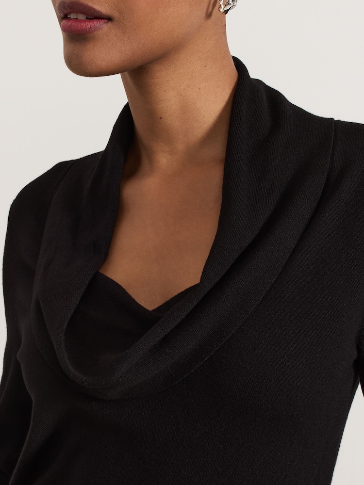 Buy Phase Eight Black Lottie Cowl Neck Knit Jumper from Next Bahrain