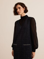 Phase Eight Blue Sabine Tweed Dress - Image 10 of 12