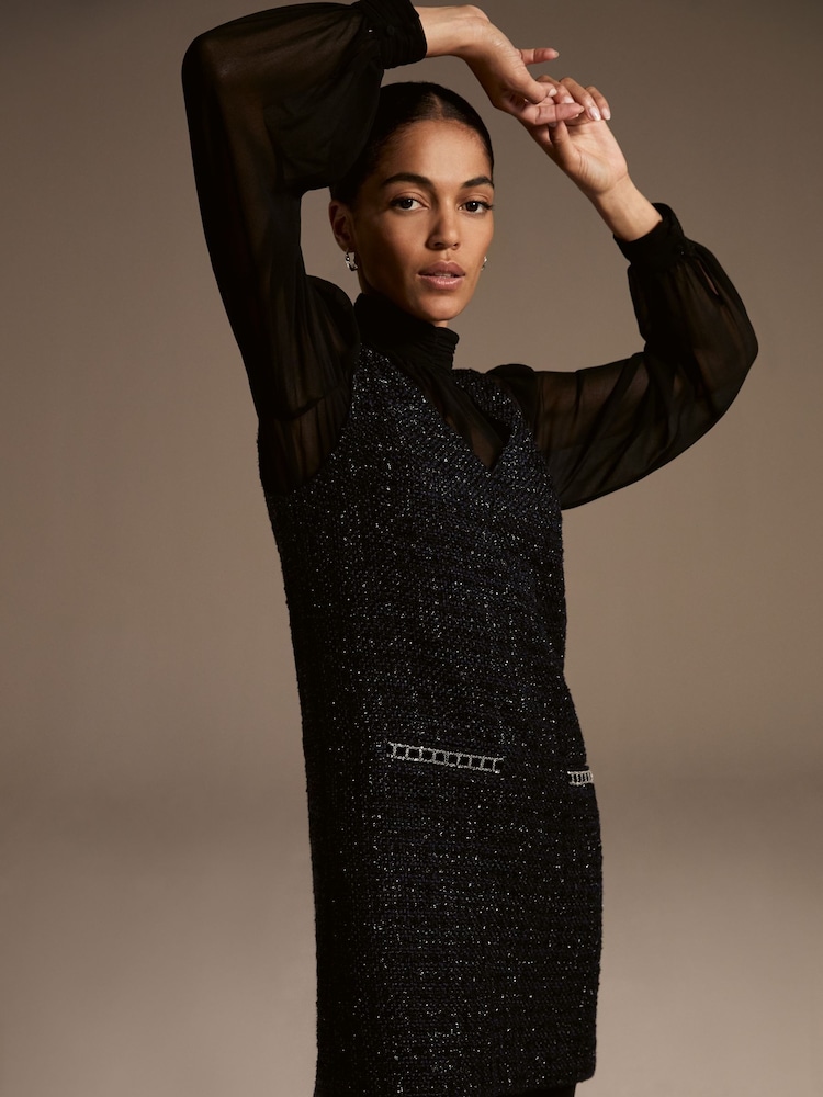 Phase Eight Blue Sabine Tweed Dress - Image 2 of 12