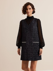 Phase Eight Blue Sabine Tweed Dress - Image 6 of 12
