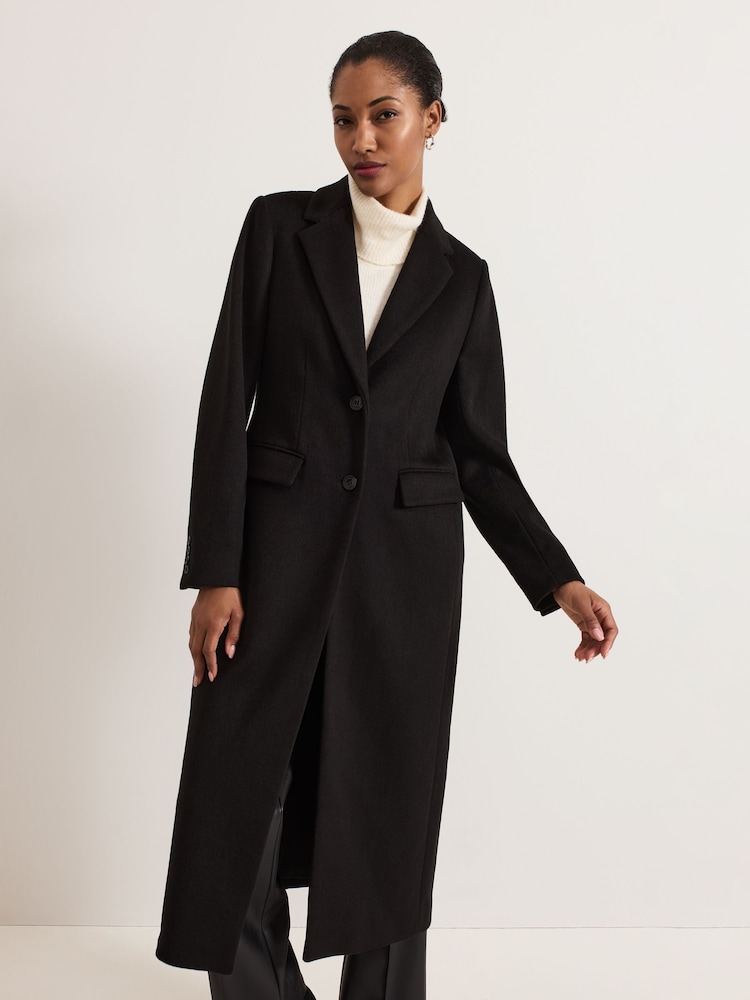 Negro - Phase Eight Lydia Long Wool Coat - Imagen 1 de 7