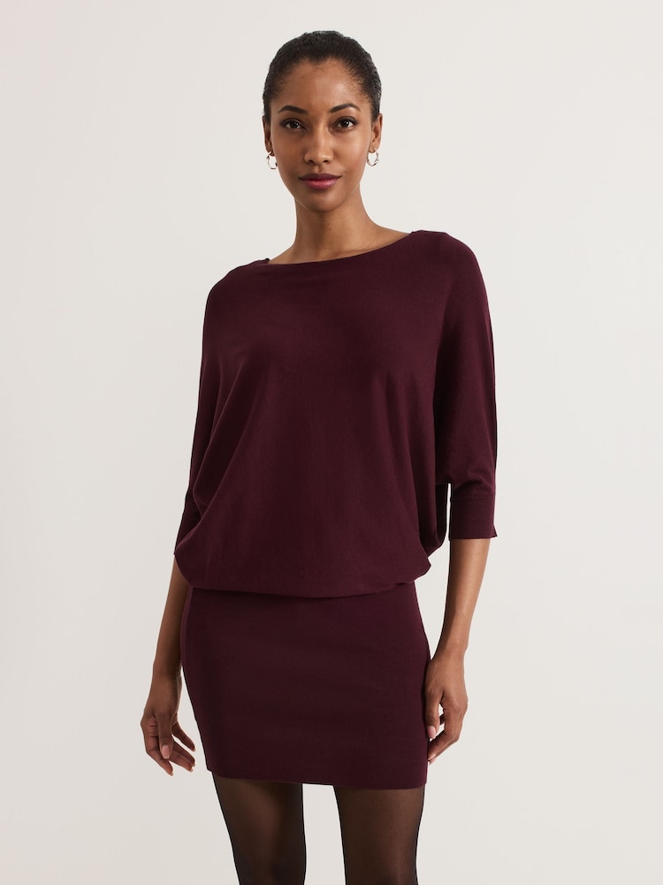 Phase Eight Red Becca Batwing Knitted Dress - Image 1 of 7