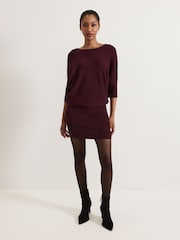 Phase Eight Red Becca Batwing Knitted Dress - Image 3 of 7
