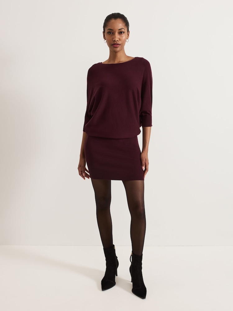 Phase Eight Red Becca Batwing Knitted Dress - Image 3 of 7