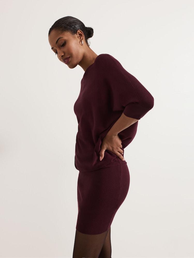 Phase Eight Red Becca Batwing Knitted Dress - Image 5 of 7