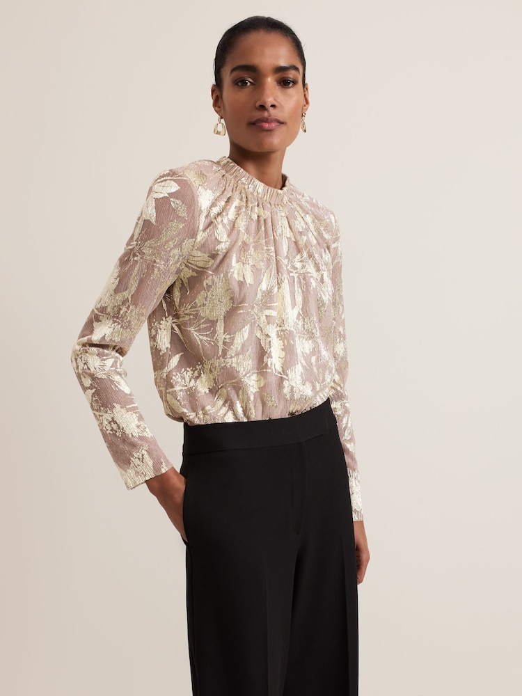 Phase Eight Gold Pippa Floral Top - Image 2 of 8