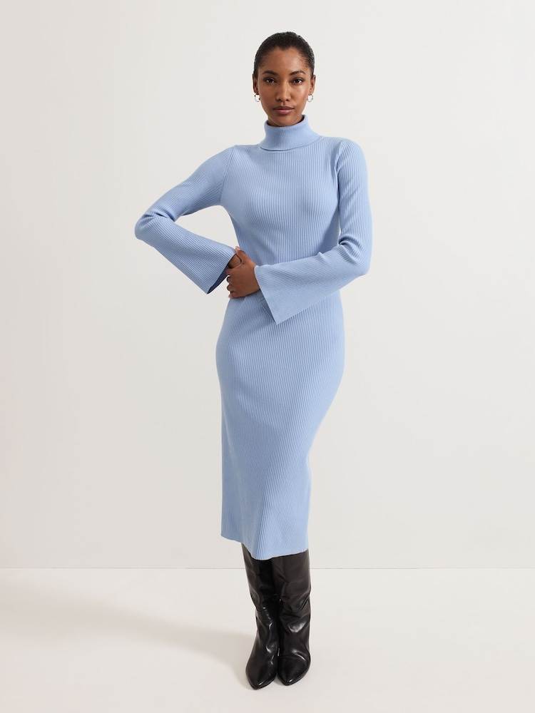 Phase Eight Blue Kylie Knit Dress - Image 1 of 7
