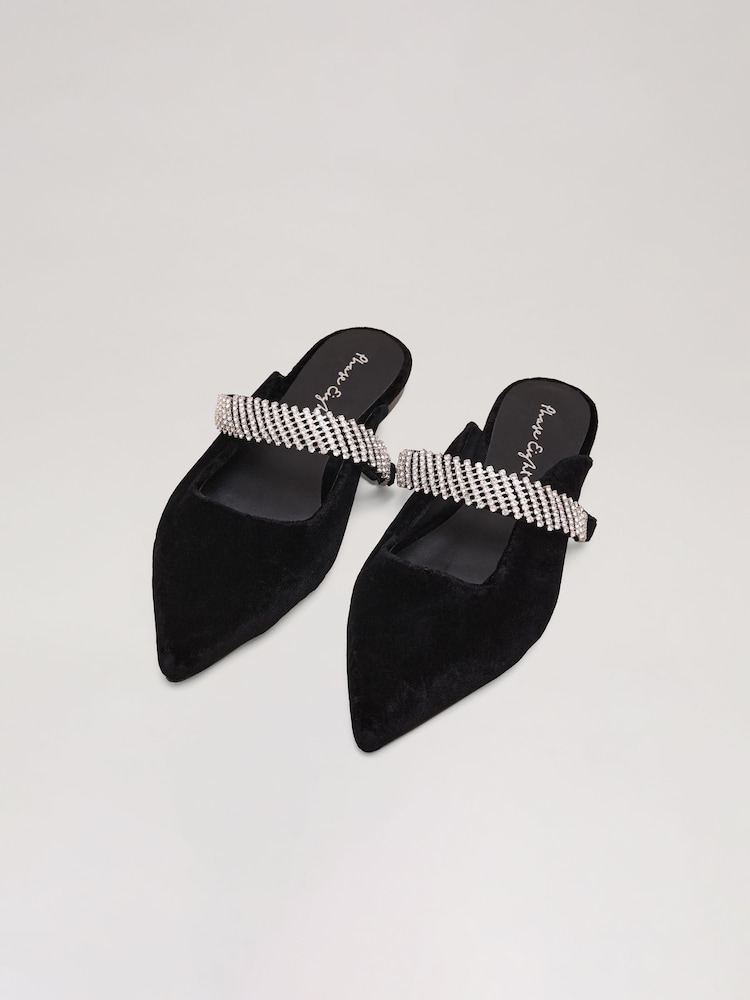 Phase Eight Black Velvet Mules - Image 2 of 5 Phase Eight Black Velvet Mules - Image 2 of 5