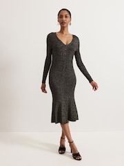 Phase Eight Gold Tillie Sparkle Dress - Image 1 of 7