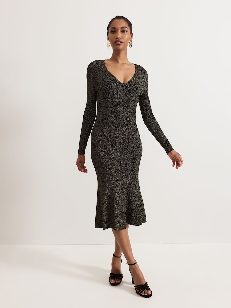 Phase Eight Gold Tillie Sparkle Dress - Image 1 of 7