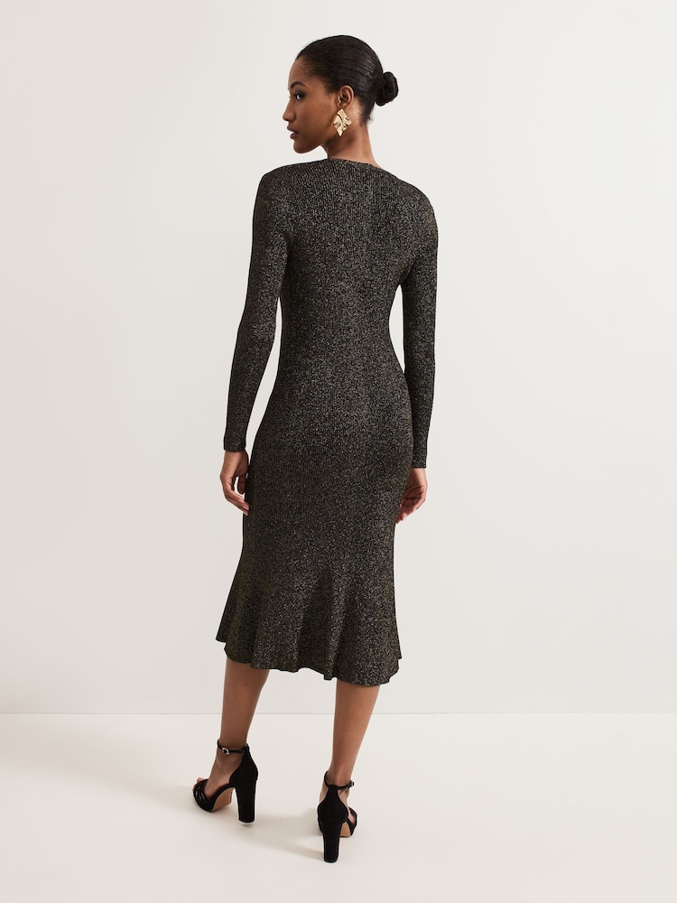 Phase Eight Gold Tillie Sparkle Dress - Image 2 of 7