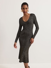 Phase Eight Gold Tillie Sparkle Dress - Image 3 of 7