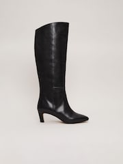 Phase Eight Black Leather Knee High Boots - Image 1 of 7